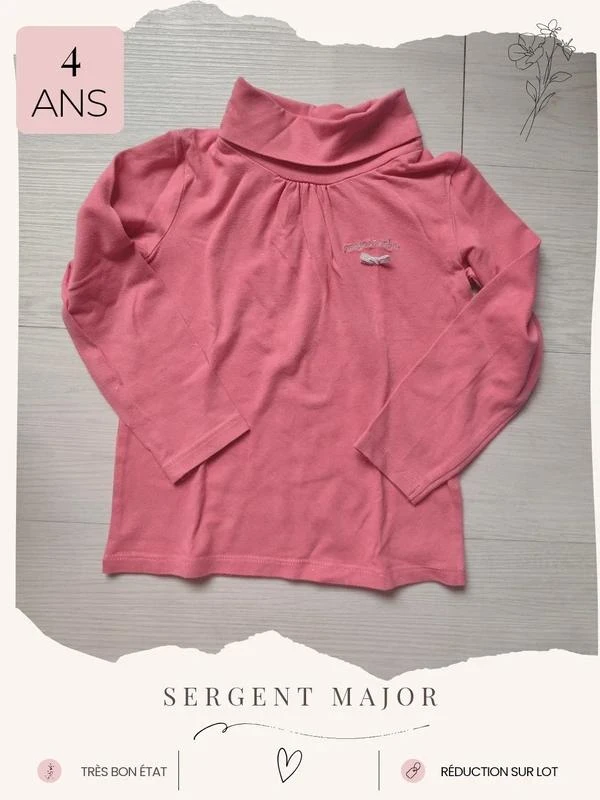 Sous pull rose pailleté 🦄 Taille 4 ans 🦄 Sergent Major